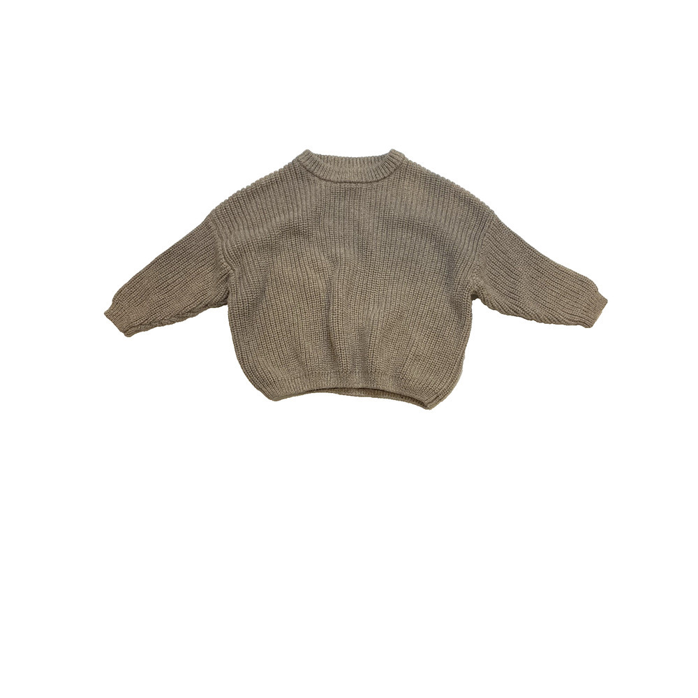 Sova Baby Ribbed Knit Sweater 6-12M Tan Cotton Pullover Neutral Minimalist